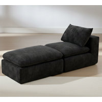 Upholstered Chenille Chaise Lounge Indoor – Deep 60" Seat, High-Density Foam & Pocket Springs, No Assembly Needed by Wrought Studio