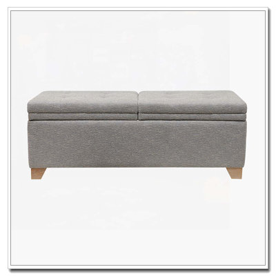 Boucle Oval Flip Top Storage Bench by Latitude Run