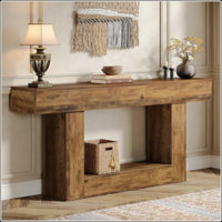 Farmhouse Console Table With Storage – 2-Tier Rustic Entryway Sofa Table Behind Couch, Narrow Hallway Accent Table With U-Shaped Base by Ophelia & Co.