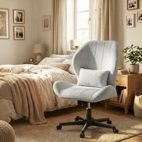 Cross Legged Office Chair With Wheels, Armless Desk Chair With Wide Seat And Tall Back, Ergonomic Curved Seat For Bedroom, Office & by Dakota Fields