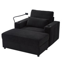 Modern 42.5" Multifunctional Chaise Lounge Armchair With Movable Storage Ottoman, USB Ports, Cup Holders, Phone Holder & Side Pockets by Ivy Bronx