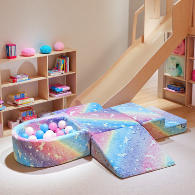 Detachable Modular Play Couch, Floor Sofa For Living Room, Convertible Foam And Floor Cushion Sofa, DIY Creativing Playroom Seating by Wrought Studio