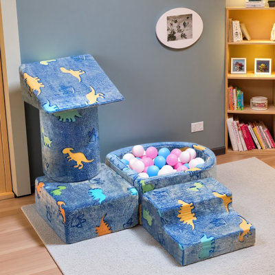 Detachable Modular Play Couch, Floor Sofa For Living Room, Convertible Foam And Floor Cushion Sofa, DIY Creativing Playroom Seating by Wrought Studio