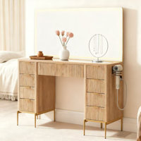 48" Modern Makeup Vanity Desk With Mirror And Lights, Makeup Vanity With 9 Drawers With Power Outlet,adjustable Lighting Dressing Table For Bedroom by Latitude Run