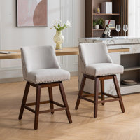 Counter Height Swivel Barstools,Upholstered Bar Stools Set Of 2, Fabric In Wine Red by House of Hampton