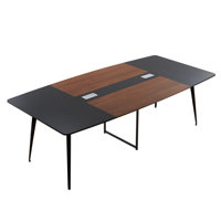 Conference Table, 8 ft Boat Shaped Office Meeting Table for 10 Person, Modern Large Boat Meeting Desk with Metal Legs, Ideal for Office, Boardroom, Co by Inbox Zero