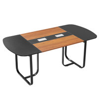 Conference Table, 6 ft Oval Office Meeting Table for 6-8 Person, Modern Seminar Desk with Metal Legs, Large Meeting Desk for Office, Boardroom, Confer by Ebern Designs