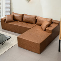 104" L-shaped Faux Leather Sectional Couch, Modern Modular Sofa for 4 Person by Latitude Run