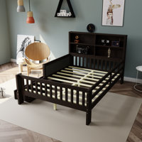 White Wood Full Platform Bed With Chalkboard And Drawers by Latitude Run