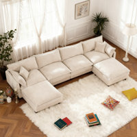 130" Oversized Upholstery Modular Sectional Sofas With Two Ottoman For Living Room by Latitude Run