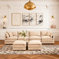 130" Oversized Upholstery Modular Sectional Sofas With Two Ottoman For Living Room by Latitude Run