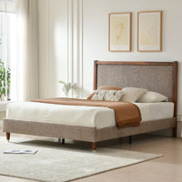 Wooden platform bed with upholstered base by George Oliver