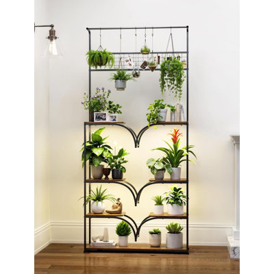 Tall Indoor Plant Stand With Grow Lights, 7-Tier Metal Flower Shelf With Adjustable LED Lighting For Living Room And Home Decor by 17 Stories