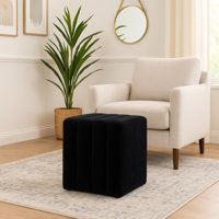 Square Upholstered Ottoman - Compact Pouf Footstool For Living Room Decor - Luxury Ottoman Accent For Bedroom And House Decor - 19" by Latitude Run