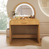 39" Makeup Vanity Table With Mirror Touch Screen Lighted Mirror, Dressing Table With Drawer For Bedroom by Latitude Run
