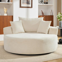 Modern Ergonomic Recliner Chair, 360° Swivel Single Sofa with Wide Arms and Fluffy Cushion, High Density Foam Lounge Chair for Living Room, Bedroom, O by Mercer41
