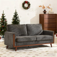 Modern Farmhouse Velvet Upholstery Loveseat With Solid Wood Frame Compact 2-Seater Couch For Small Space by Ophelia & Co.