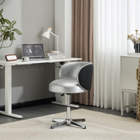 Pu Modern Accent Swivel Chair Office Chair Adjustable Height No-Rolling Base For Office & Living Space by Ebern Designs