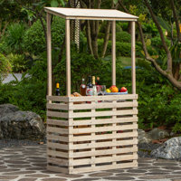 Multi-use Wooden Outdoor Bar Counter With Roof - Garden & Patio Serving Station Backyard Drink & Snack Bar Lemonade Stand Event Booth For Home Partie