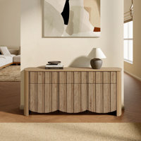 63" Buffet Cabinet Sideboard with Vertical Slatted Doors and Curved Sides by George Oliver