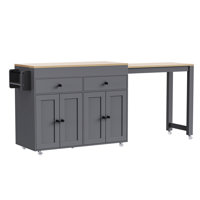 74.5 Inch Kitchen Island With Extendable Dining Table by Latitude Run