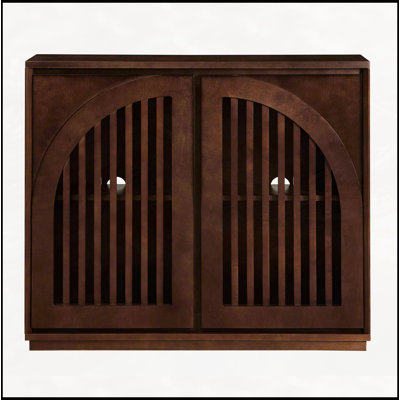 Fluted Sideboard Cabinet with 2 Outlet Holes, Buffet Cabinet with Storage, Narrow Side Cabinet by George Oliver