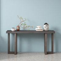 63-inch Geometric Console Table with Solid Pine Legs - Dark Gray or Light Gray, American Traditional Entryway Sofa Table for Hallway, Living Room & Be by Ophelia & Co.