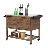 Outdoor Bar Cart, Patio Wine Serving Cart W/Wheels, Rolling Beverage Bar Counter Table W/Top For Porch Backyard Garden Poolside Party by Dakota Fields