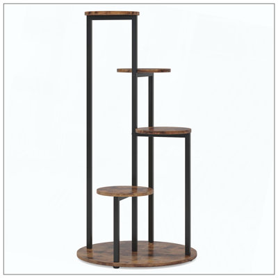 4-Tier Corner Rustic Brown Plant Stand For Outdoor Areas by 17 Stories