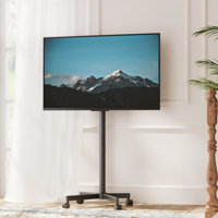 Modern Rolling Tv Stand With Wheels For 32 To 65 Inch Tvs, Black