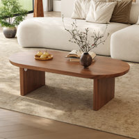 Brown Wood Coffee Table With Two Legs For Living Room by George Oliver