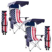 Set Of 2 Portable Camping Chairs With Built in Shade