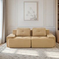 Modular Sectional Sofa For Living Room, Corduroy Fabric, 2-seater Couch With Deep Seat , Pearl-like Piping, Tufted Design, No Assembly, Anti-slip Desi by Mercer41
