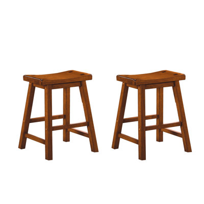 18" Saddle Seat Stools, Of 2, Solid Wood, Black Finish, Casual Dining Room Atmosphere, 250Lbs Weight Capacity Originality, by Hokku Designs