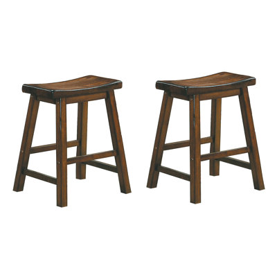 18" Saddle Seat Stools, Of 2, Solid Wood, Black Finish, Casual Dining Room Atmosphere, 250Lbs Weight Capacity Originality, by Hokku Designs
