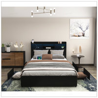 Metal Frame Queen Bed Frame With Drawers by Latitude Run