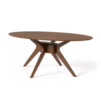 71.4" W Mid-Century Modern Oval Dining Table, Walnut by George Oliver