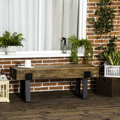 Rustic Style Concrete Bench With Metal Structure - Enhances Porch And Lawn Legged Entryway Welcome Guests by Latitude Run
