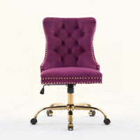 Furniture Office Chair,Modern Upholstered Tufted Button Office Chair With Metal Base,Adjustable Desk Chair Swivel Office Chair by Mercer41