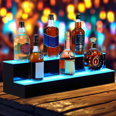 LED Lighted Liquor Bottle Display Shelf, Acrylic Bar Shelf with App & Remote Control by 17 Stories