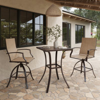 Patio Bar Dining Set With Square Bar Table And Armrest Bar Height Chairs (Set Of 3) by Latitude Run