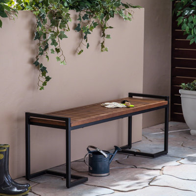 Wood Bench With Iron Supports In Imitative Coat 53.34" Wide And Resemblance by Arlmont & Co.