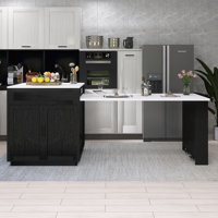 82.7" Kitchen Island With Extendable Dining Table With Spice Rack & Power Outlet by Red Barrel Studio