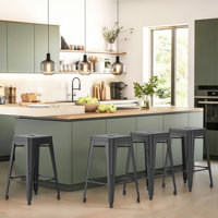 24 Inch Black Metal Bar Stools,Count High Bar Stools,Set of 4 by Ebern Designs