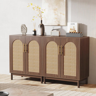 59" Rattan Wood Sideboard Buffet Cabinet by Latitude Run