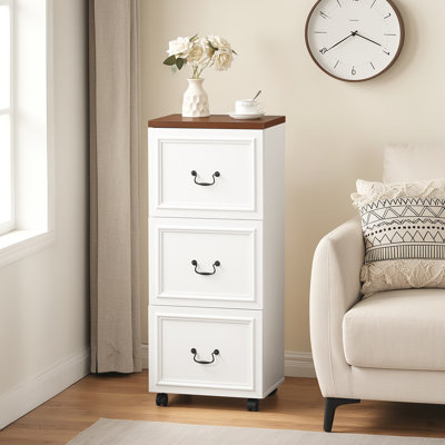 Mobile Filing Cabinet On Wheels Armhouse File Cart With 3 Drawers File Storage Cabinet by Inbox Zero