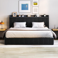 Lift Up Storage Bed Frame Platform Bed with Storage Headboard, Wood Slats Support, No Box Spring Needed by Latitude Run