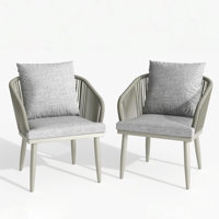 Outdoor Patio Dining Chair Set, Modern Armrest Dining Chair Set With Soft Cushions by Corrigan Studio