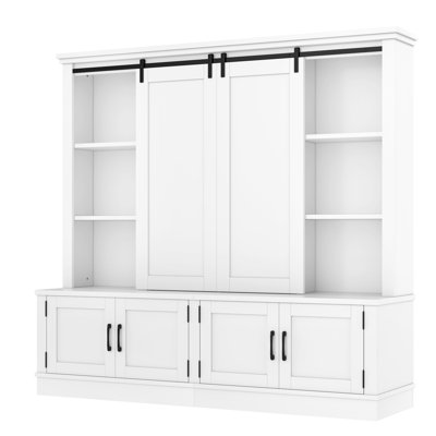 Multifunctional Entryway Cabinet with Sliding Doors & Multi-Tier Storage – Industrial-Style Hallway & Living Room Organizer by 17 Stories