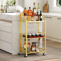 Serving Bar Cart With Mirrored Shelf With Wheels by Mercer41